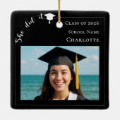 Black white modern photo Graduate Keramikornament (Rückseite)