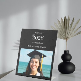 Black white modern photo Graduation party welcome Sockelschild