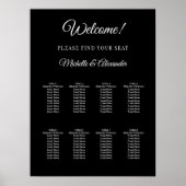 Black white modern script wedding seating chart poster (Vorne)