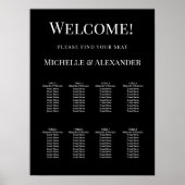 Black white modern simple wedding seating chart poster (Vorne)