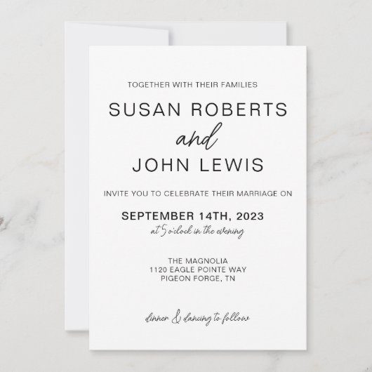 Black & White Modern Wedding Invitation  (Vorderseite)