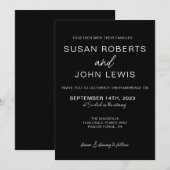 Black & White Modern Wedding Invitation  Einladung (Vorne/Hinten)