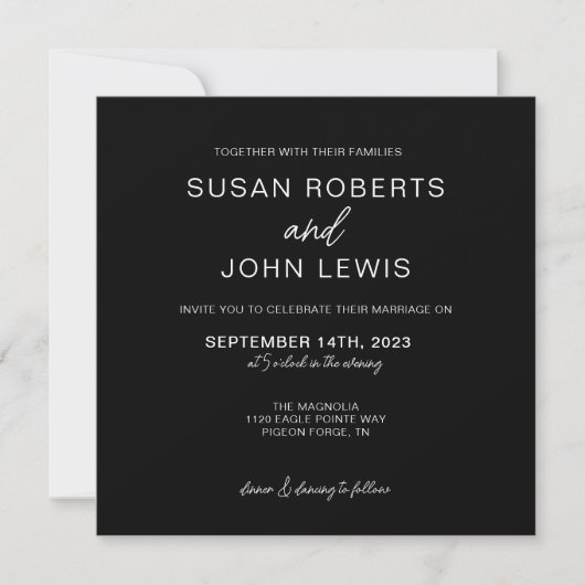 Black & White Modern Wedding Invitation  Einladung (Vorderseite)