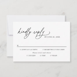 Black & White Modern Wedding Meal Options RSVP Karte