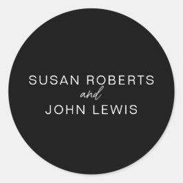 Black & White Modern Wedding  Runder Aufkleber