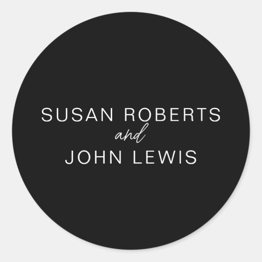Black & White Modern Wedding  Runder Aufkleber (Vorderseite)
