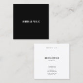 Black&White Moderne Elegant Simple Template Trendy Quadratische Visitenkarte (Vorne/Hinten)
