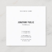 Black&White Moderne Elegant Simple Template Trendy Quadratische Visitenkarte (Rückseite)