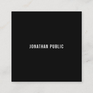 Black&White moderne elegante einfache Schablone Quadratische Visitenkarte