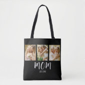 Black White Mom Established Script 3 Photo Elegant Tasche (Vorderseite)