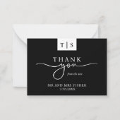 Black White Monochrome Vielen Dank für Ihre Hochze Mitteilungskarte (Vorderseite)