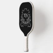 Black & White Monogram Classic Crest Pickleball Schläger (Links)