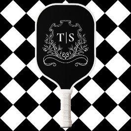 Black & White Monogram Classic Crest Pickleball Schläger