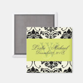 Black + White Monogram Damask Wedding, Magnete Magnet (Vorderseite/Rückseite)