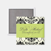 Black + White Monogram Damask Wedding, Magnete Magnet (Vorderseite/Rückseite)