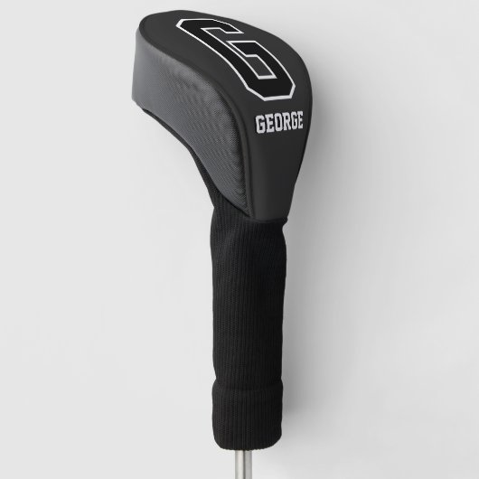 Black & White Monogram Golf Driver Golf Headcover (angewinkelt)