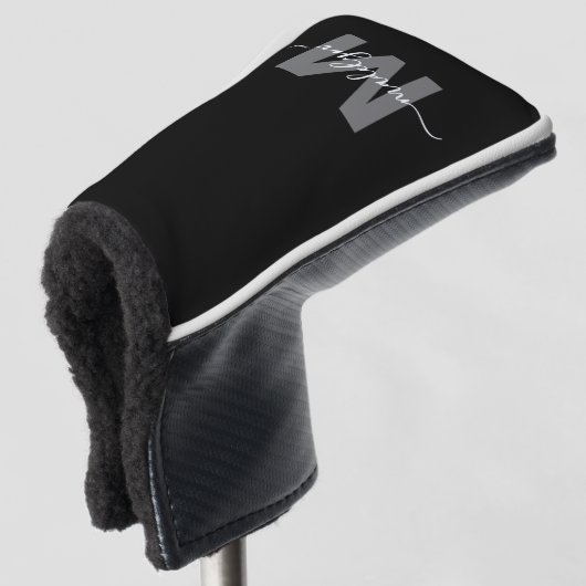 Black White Monogram Golf Headcover (3/4 Vorderseite)