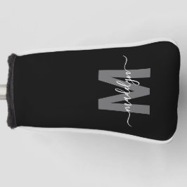 Black White Monogram Golf Headcover