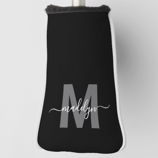 Black White Monogram Golf Headcover (Rotieren 90)