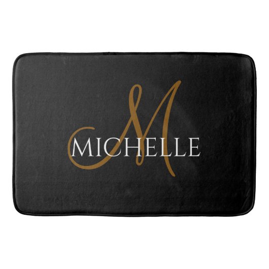  black &white monogram initial custom name badematte (Vorderseite)