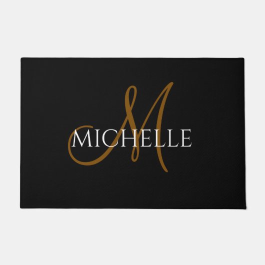 black &white monogram initial custom name fußmatte (Vorderseite)