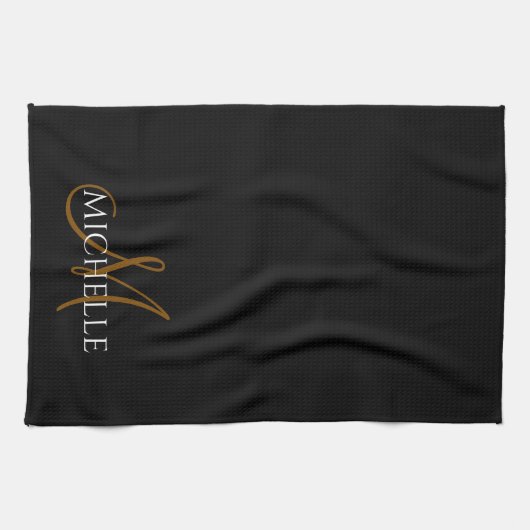  black &white monogram initial custom name geschirrtuch (Horizontal)
