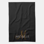  black &white monogram initial custom name geschirrtuch (Vertikal)