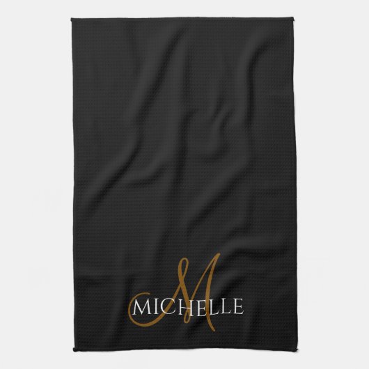  black &white monogram initial custom name geschirrtuch (Vertikal)