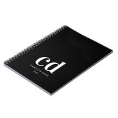 Black white monogram initials elegant minimalist notizblock (Linke Seite)