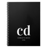 Black white monogram initials elegant minimalist notizblock (Vorderseite)