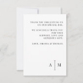 Black White Monogram Minimal Wedding Photo Dankeskarte (Vorderseite)