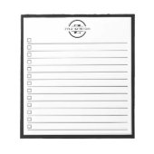 Black White Monogram Name Checklist 5.5" x 6" Notizblock (Vorderseite)