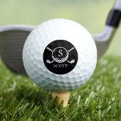 Black White Monogram Name Golf Club Classic Golfball