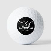 Black White Monogram Name Golf Club Classic Golfball (Vorderseite)
