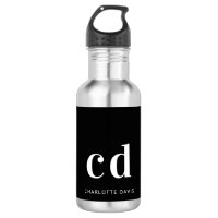 Black white monogram name modern minimalist