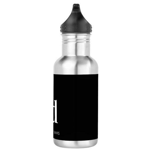 Black white monogram name modern minimalist edelstahlflasche (Rechts)