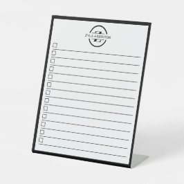 Black White Monogram Name To Do List Dry Erase Sockelschild
