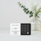 Black & White Monogram Salon Business Loyalty Card Treuekarte (Stehend Vorderseite)