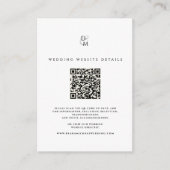 Black & White Monogram Wedding Website QR Code Begleitkarte (Vorderseite)