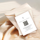 Black & White Monogram Wedding Website QR Code Begleitkarte