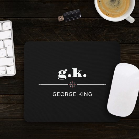 Black White Monogrammed Target Crosshair Mousepad
