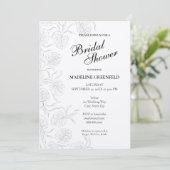 Black & White Monstera Floral Bridal Shower Einladung (Stehend Vorderseite)