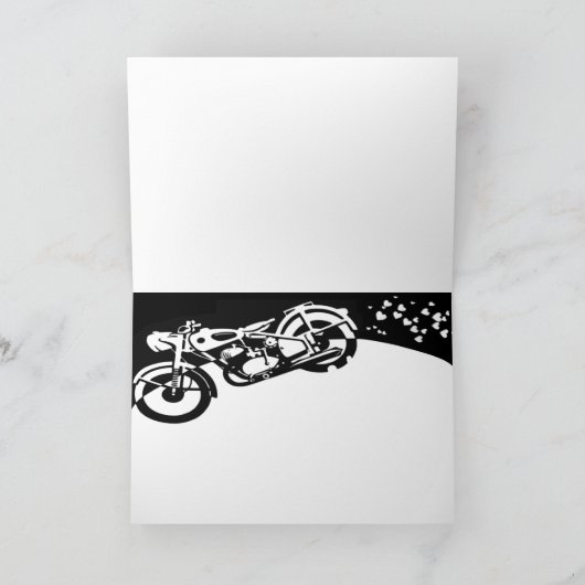 Black White Motorcycle Custom Wedding Thank you Dankeskarte (Innenseite)