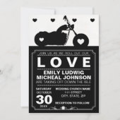 Black & White Motorrad Silhouette Hochzeit Einladung (Vorderseite)