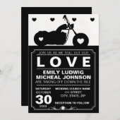 Black & White Motorrad Silhouette Hochzeit Einladung (Vorne/Hinten)