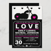 Black & White Motorrad Silhouette Hochzeit Einladung (Vorne/Hinten)