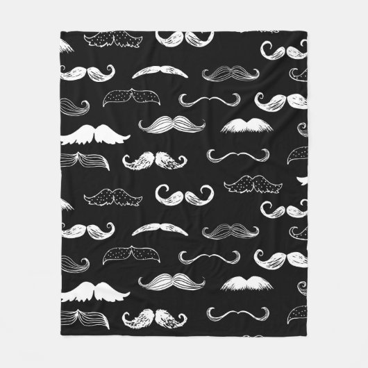 Black & White Moustache Seamless Repeat Background Fleecedecke (Vorderseite)