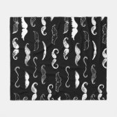 Black & White Moustache Seamless Repeat Background Fleecedecke (Vorderseite (Horizontal))