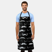 Black & White Moustache Seamless Repeat Background Schürze (Getragen)