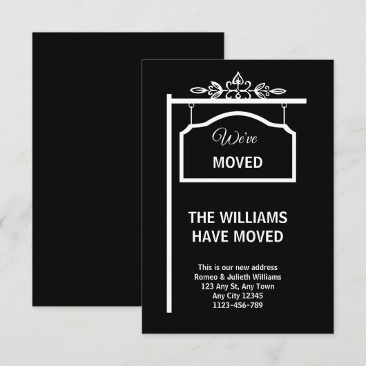 Black & White Moving Announcement Card Ankündigung (Vorne/Hinten)